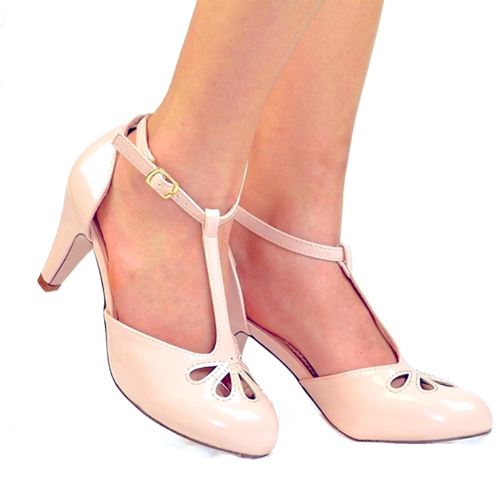 T strap heels